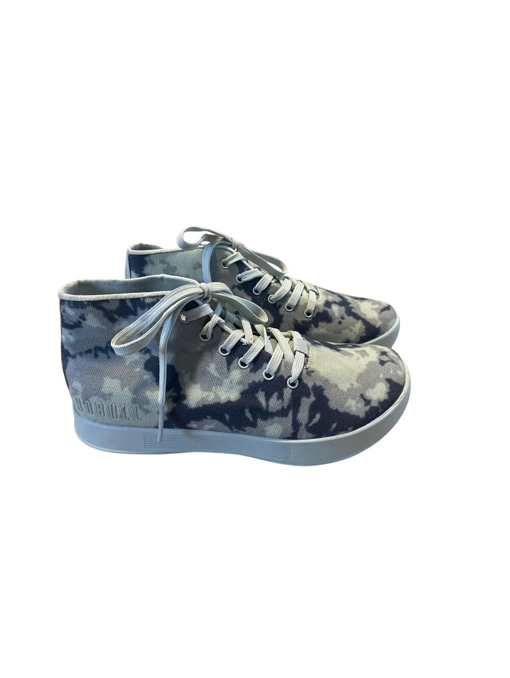 NOBULL High Top Trainer Shoes Womens Size 7.5 Blue Gray Tie Dye Canvas Athletic